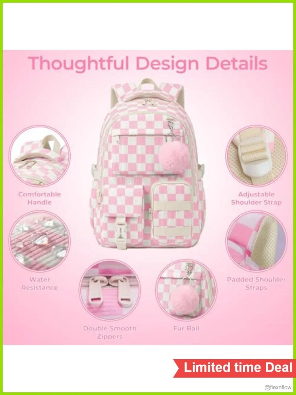 Corduroy 3-Piece School Set Backpack Lunch Bag Pencil Case Girls